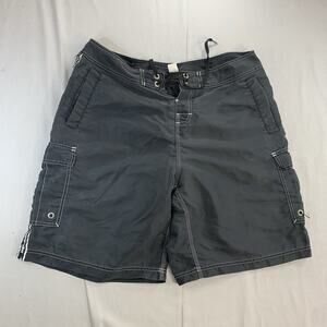 Pelagic Board Shorts Mens 36 Black Nylon Swim Trunks Adult Fishing Cargo Baggy